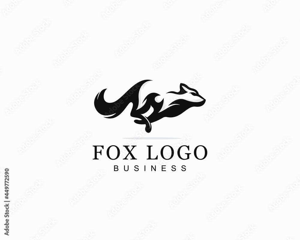 fox logo creative run black vector brand design template fox logo creative run black vector brand design template