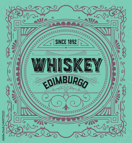 Whiskey label with old frames