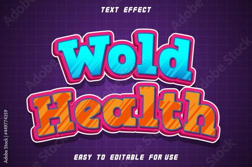 Wold Health Editable Text Effect Emboss Comic Style