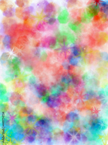 multicolored on a cloudy white background
