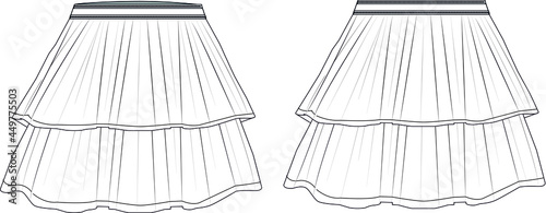 technical fashion drawing in illustrator of a fabulous tule skirt