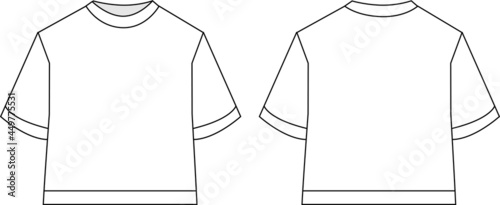 technical fashion drawing in illustrator of basic tshirt