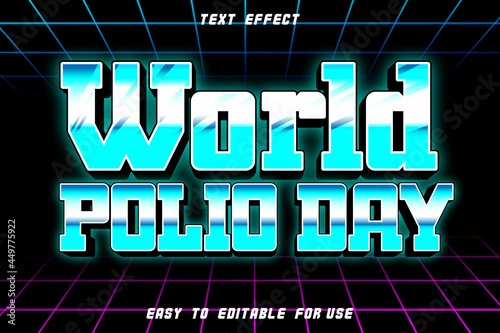 World Polio Day Editable Text Effect Emboss Retro Style