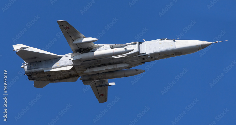 SAINTPETERSBURG, RUSSIA JULY 25, 2021 Sukhoi Su24M RF90944 (NATO