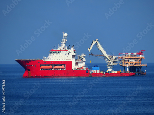 Supply boat operation shipping any cargo or basket to offshore. Support transfer any cargo to offshore oil and gas industry, Supply cargo or transfer passenger for work