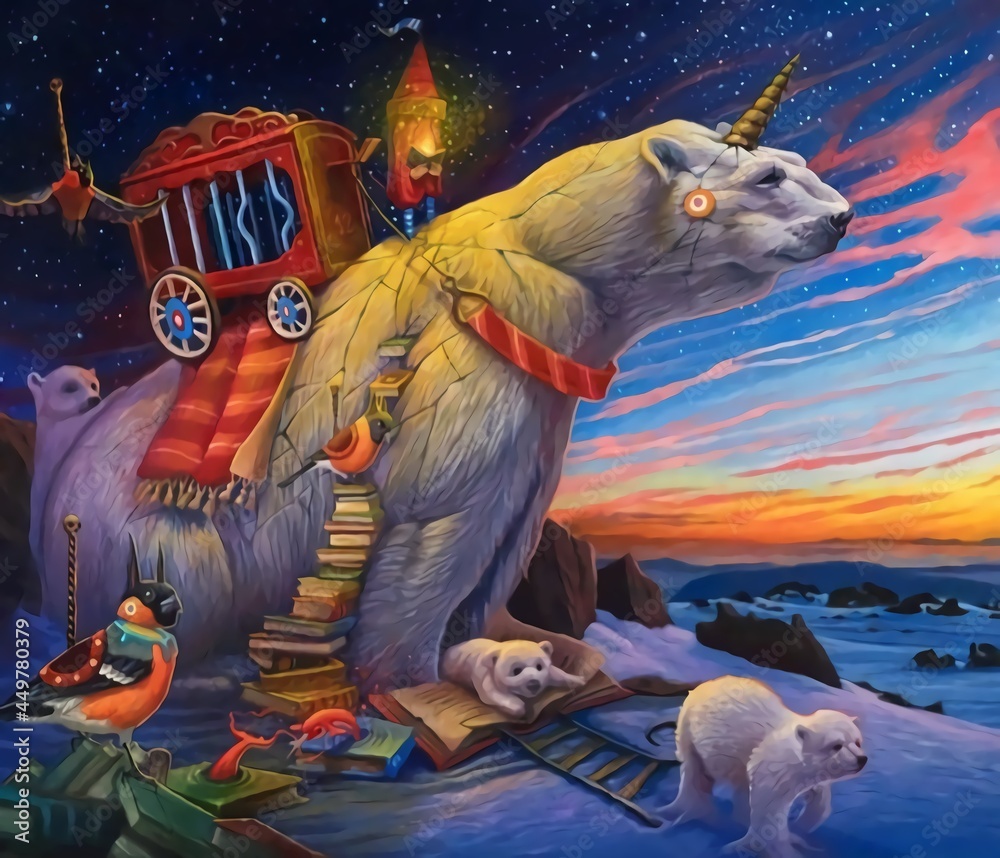 Naklejka premium illustration of a panda traveling with cubs