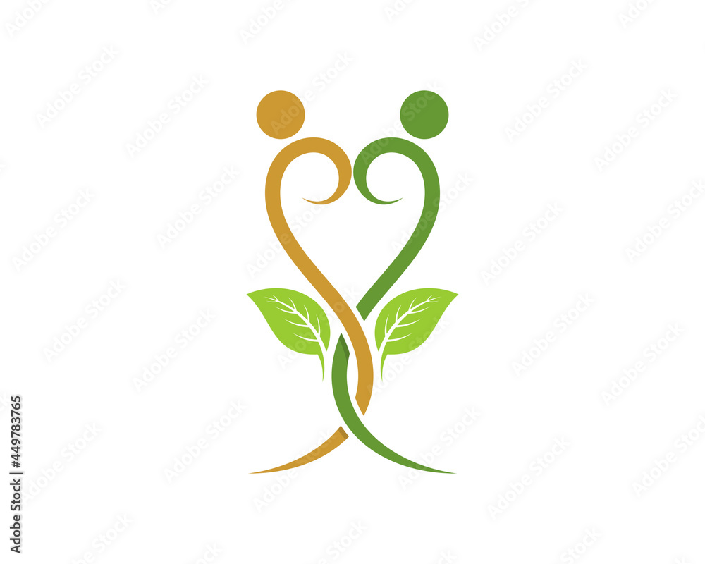Crossing tree branches to form a love shape logo Crossing tree branches to form a love shape logo