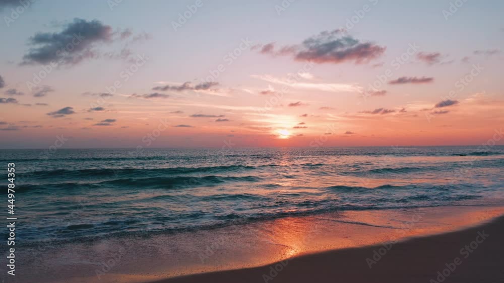 4K Beautiful tropical beach with sunset sky. Beautiful Phuket beach is famous tourist destination at Andaman sea summer concept. Areal drone view tropical beach with sunset over the sea 4K Beautiful tropical beach with sunset sky. Beautiful Phuket beach is famous tourist destination at Andaman sea summer concept. Areal drone view tropical beach with sunset over the sea