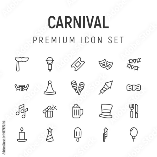 Premium pack of carnival line icons.