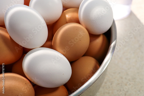 Eggs in a Bowl on a Sunny Counter Ready for Breakfast
