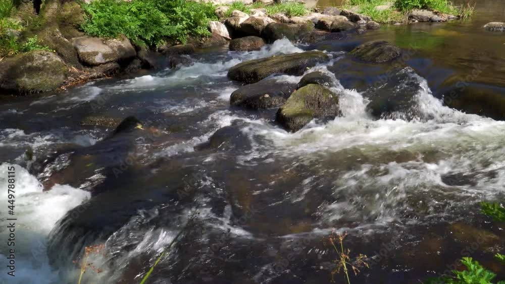 Fresh water flowing down the river teign in Dartmoor national park. Some mossy stones in the middle of the river. Fresh water flowing down the river teign in Dartmoor national park. Some mossy stones in the middle of the river.