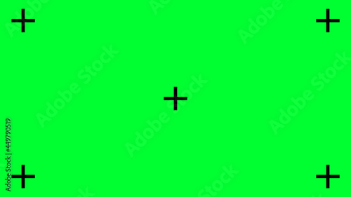 Εκτύπωση καμβά Green screen background with focus crosses, VFX motion tracking markers