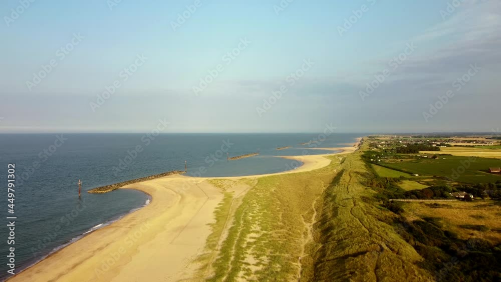 4K Aerial Drone Above Scenic Coastal Beach Landscape. Norfolk, England. 4K Aerial Drone Above Scenic Coastal Beach Landscape. Norfolk, England.