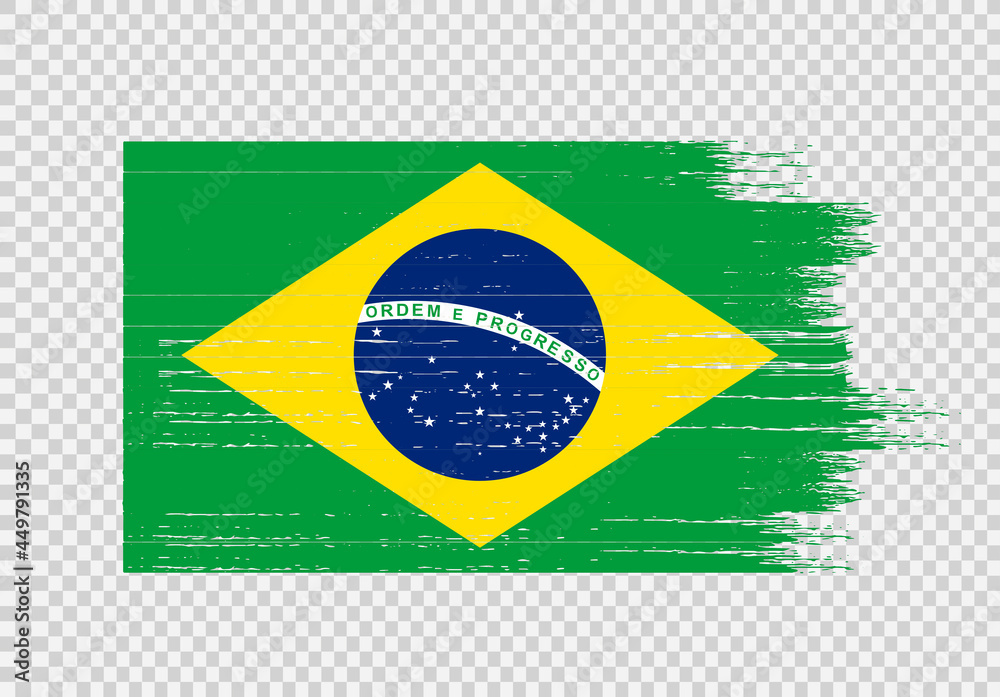 Brazil flag with brush paint textured isolated on png or transparent ...