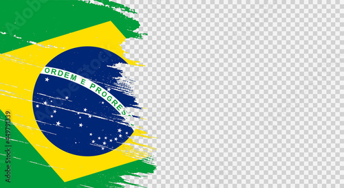 Brazil  flag with brush paint textured isolated  on png or transparent background,Symbol Brazil,template for banner,advertising ,promote, design,vector,top gold medal winner sport country photo