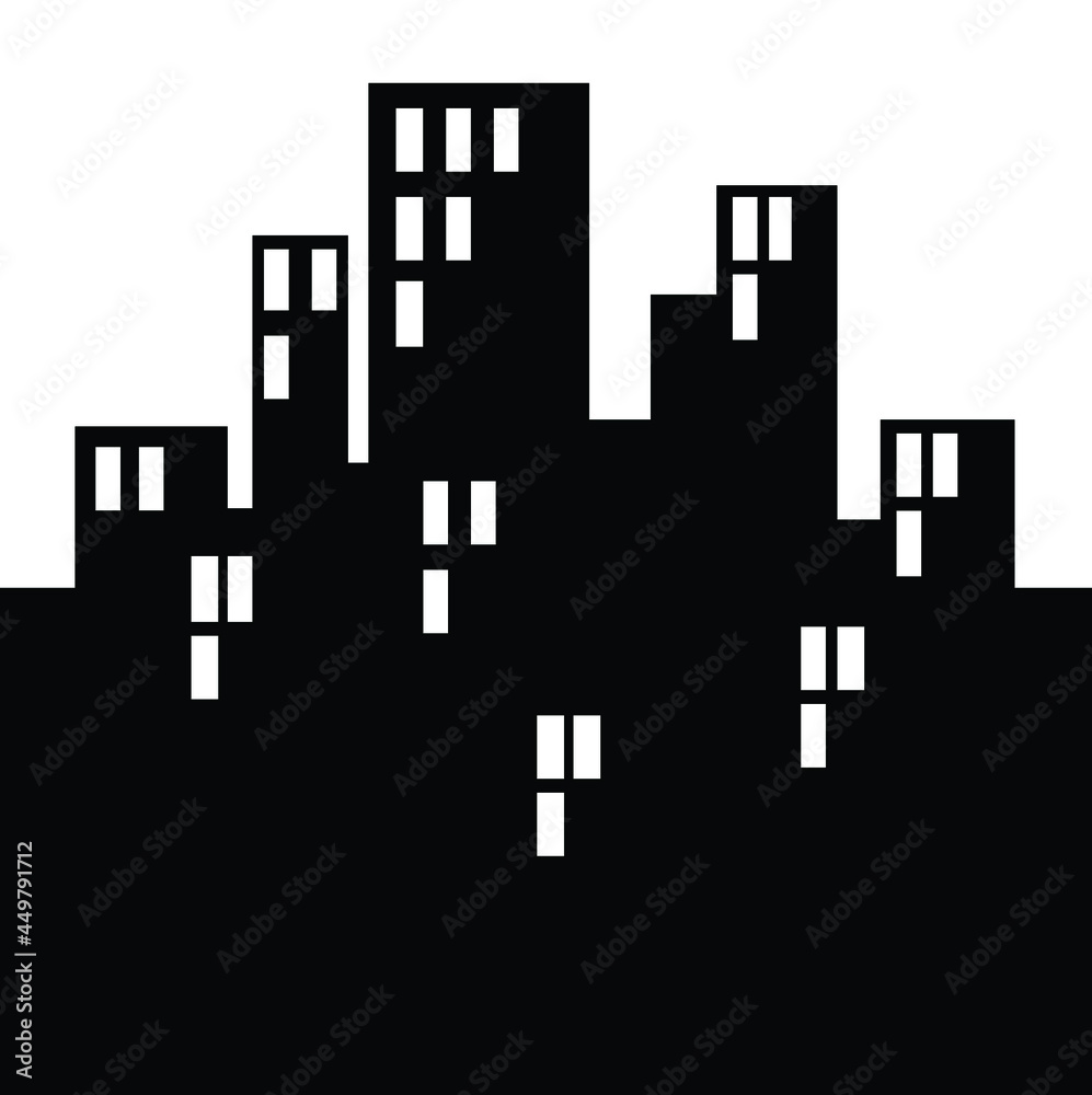 Buildings at City Black Vector Design for Icon, Symbol, and Logo. EPS 8 Editable Stroke Buildings at City Black Vector Design for Icon, Symbol, and Logo. EPS 8 Editable Stroke