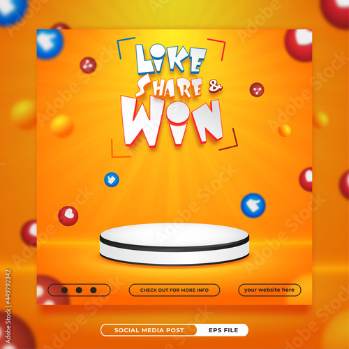 Social media prize invitation contest square banner template