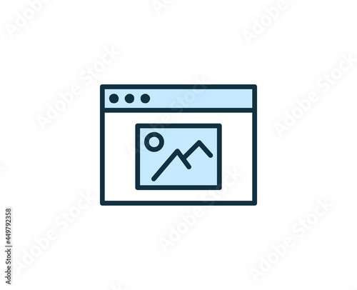 Gallery flat icon. Thin line signs for design logo, visit card, etc. Single high-quality outline symbol for web design or mobile app. Sign outline pictogram.