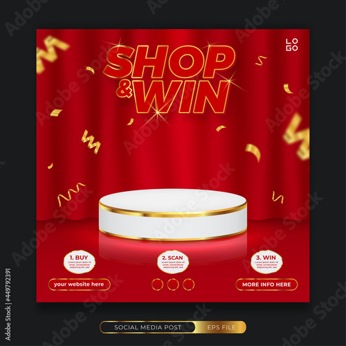 Shop and win invitation contest social media banner template