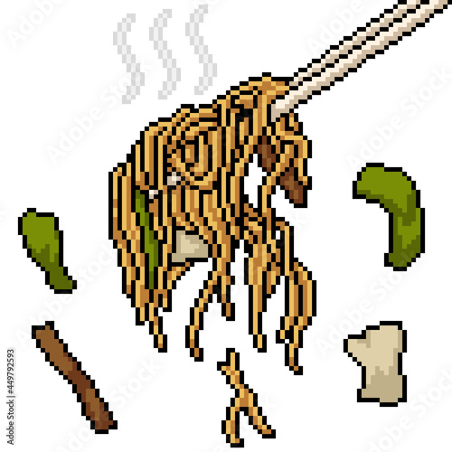 pixel art asian noodle chopstick