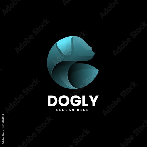 Vector Logo Illustration Dog Gradient Colorful Style.
