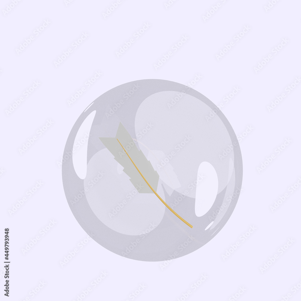 3d illustration of object feather pen inside bubbles 3d illustration of object feather pen inside bubbles