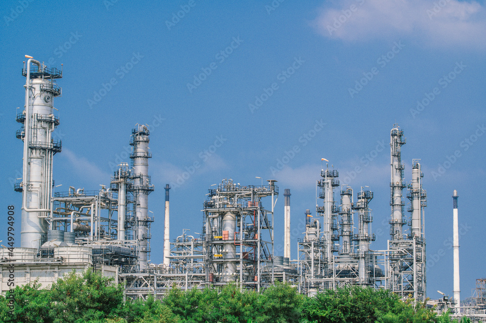 Industrial zone,The equipment of oil refining,Close-up of industrial pipelines of an oil-refinery plant,Detail of oil pipeline with valves in large oil refinery.