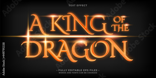 a king of the dragon text effect isolated on black. editable eps cc