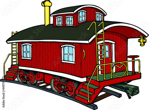 classic wooden red caboose | train photo