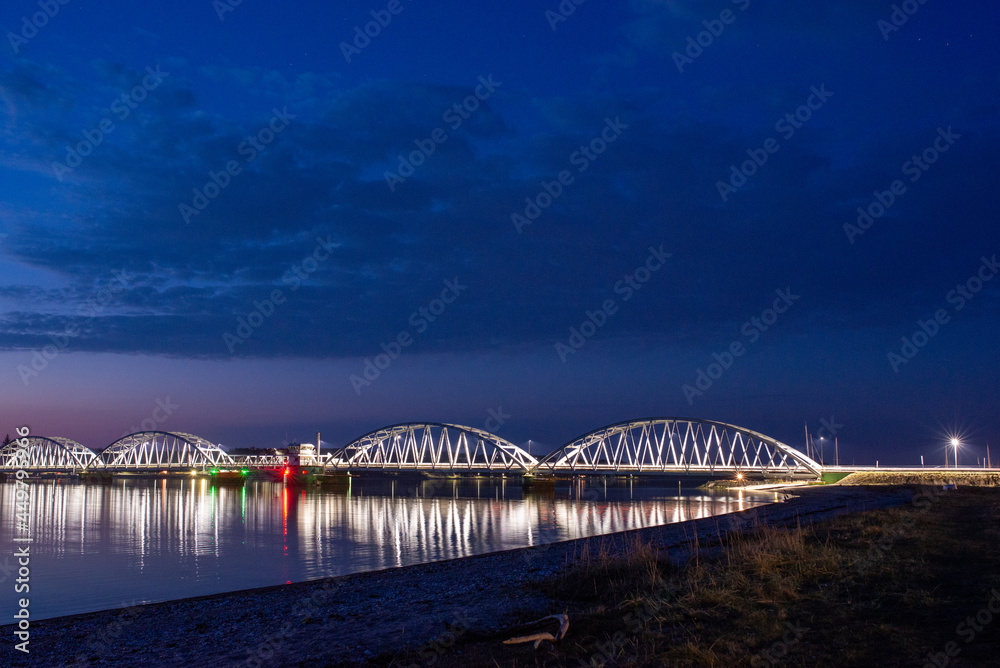 Naklejka premium Iron Bridge Vildsund Denmark sunrise