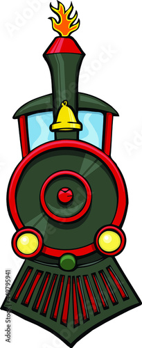 classic steam locomotive train | front view