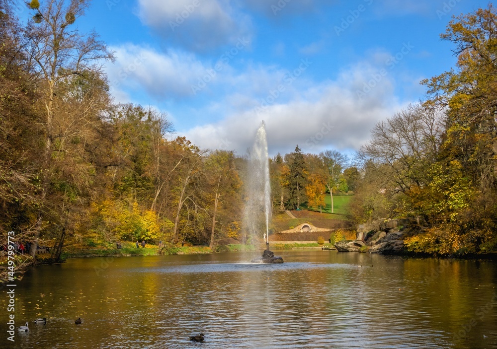 Big pond in the Sofiyivsky arboretum. Uman, Ukraine