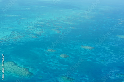 Beautiful Caribbean sea of emerald green as seen from the sky © Sona