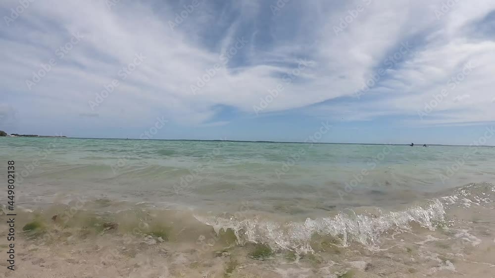 MADRISQUI ISLAND SHORE BEACH WAVES PAN LEFT MADRISQUI ISLAND SHORE BEACH WAVES PAN LEFT