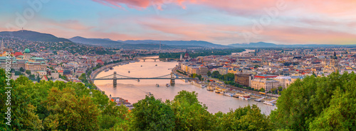 Photography Budapest city skyline, cityscape of Hungary at sunset