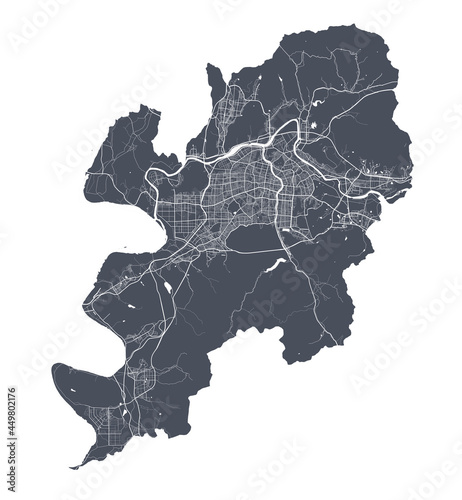 Daegu map. Detailed map of Daegu city poster with streets. Cityscape vector. photo