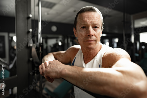 Portrait of a senior muscular man in a gym © fotofabrika