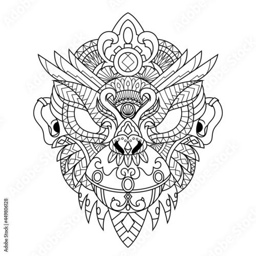 Monkey Mandala Zentangle Illustration in Lineal Style