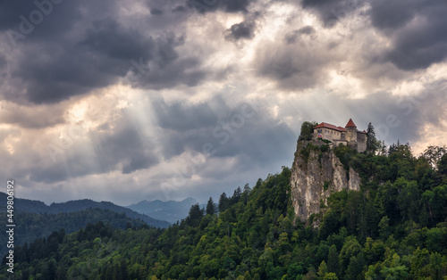 Dramatic clouds above bled castle