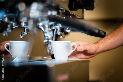 Canvas Print Making tea and coffee in a café in Australia.