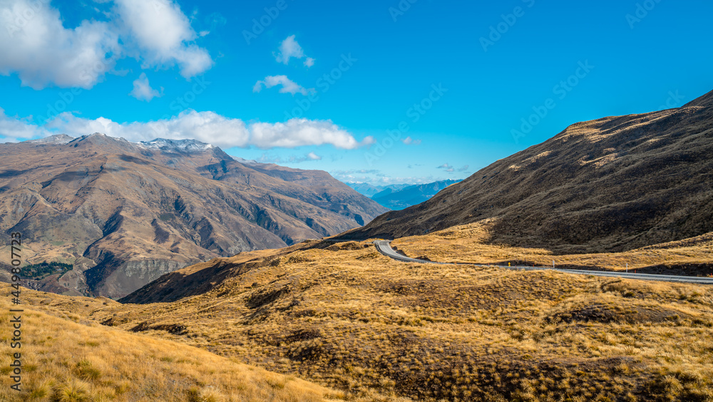 The Crown Range lies between Queenstown and Wanaka. The road over the range, known as the Crown Range Road, is the highest main road in New Zealand.