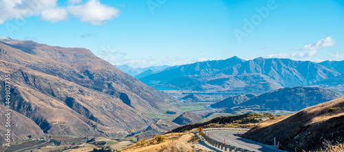 The Crown Range lies between Queenstown and Wanaka. The road over the range, known as the Crown Range Road, is the highest main road in New Zealand.