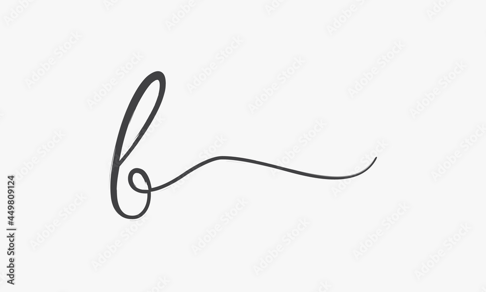 letter B brush script isolated on white background.