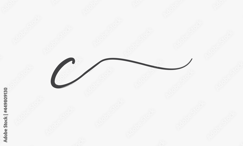 letter C brush script isolated on white background. letter C brush script isolated on white background.