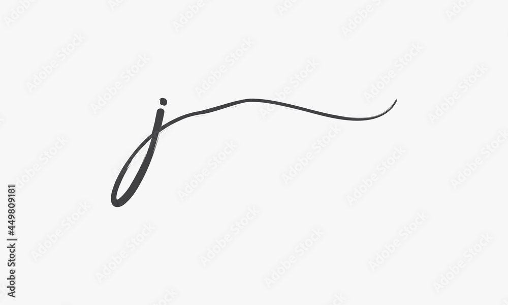 letter J brush script isolated on white background. letter J brush script isolated on white background.