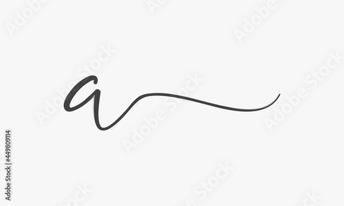 letter A brush script isolated on white background.
