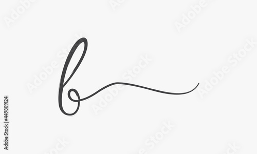 letter B brush script isolated on white background.