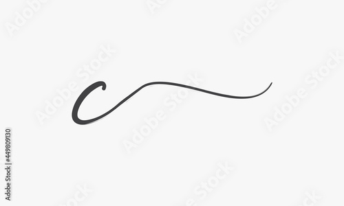 letter C brush script isolated on white background.
