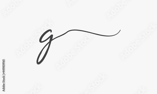 letter G brush script isolated on white background.