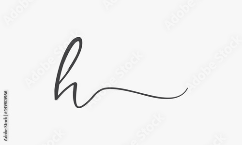 letter H brush script isolated on white background.